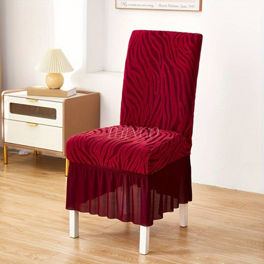 Wave Pattern Velvet Dinning Chair Covers ( Golden color )