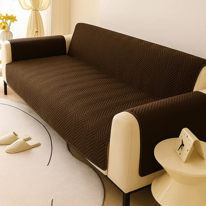 MAT ULTRASONIC SUPER SOFT SOFA COVER   ( BROWN  COLOR )